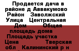 Продается дача в районе д.Аввакумово › Район ­ Заволжский › Улица ­ Центральная › Дом ­ 18 › Общая площадь дома ­ 27 › Площадь участка ­ 7 › Цена ­ 800 000 - Тверская обл., Калининский р-н, Аввакумово д. Недвижимость » Дома, коттеджи, дачи продажа   